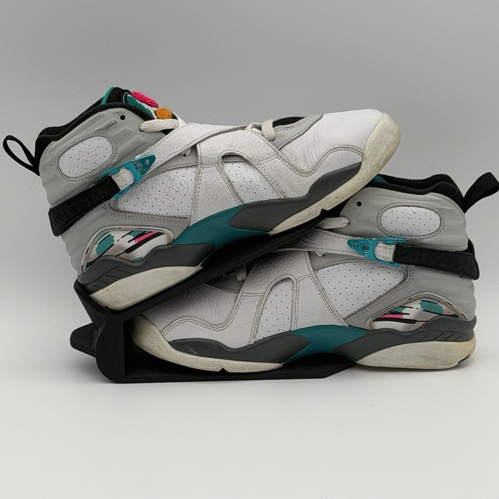Air Jordan 8 Retro GS South Beach White Turbo Green 305368-113 Size 6Y Women 7.5 - Picture 3 of 14